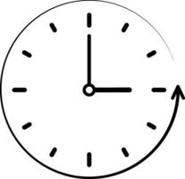 Counter clock wise passing time sign, vector clock, minute hour