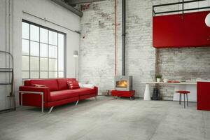 Modern industrial loft living room home interior. Pro Photo