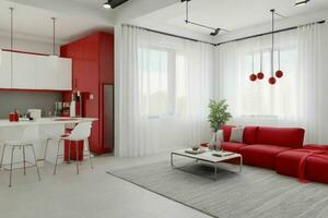 Modern industrial loft living room home interior. Pro Photo