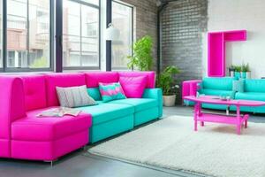 Modern industrial loft living room home interior. Pro Photo