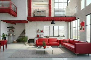 moderno industrial desván vivo habitación hogar interior. Pro foto