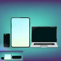 New Digital device screen mockup vector with laptop and smartphone with gradient wallpapers photo