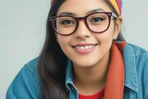 hipster estudiante mujer vistiendo gafas lentes foto