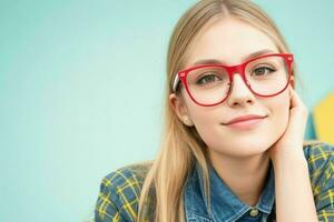 hipster estudiante mujer vistiendo gafas lentes foto