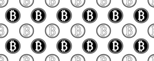 black white bitcoin seamless pattern vector