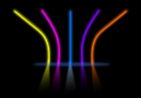 3d render abstract Neon lines triangles tunnel, Square rectangle picture frame with two tone neon color motion graphic on isolated black background. photo