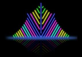 3d render abstract Neon lines triangles tunnel, Square rectangle picture frame with two tone neon color motion graphic on isolated black background. photo