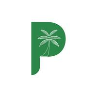 letter p palm logo design vector