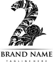 Lettering number 2 classic majestic ornament illustrations silhouette vector illustrations for your work logo, merchandise t-shirt, stickers and label designs, poster, greeting cards advertising