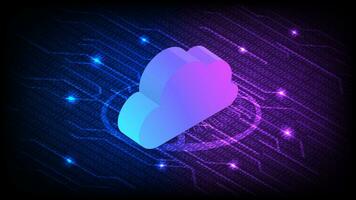Cloud technology. Cloud computing, big data center, future infrastructure, digital ai concept. vector