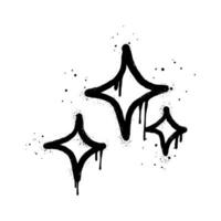 Spray painted graffiti sparkle icon. black over white. stars sparkle drip symbol. isolated on white background. vector illustration
