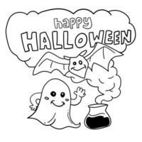 Happy Halloween coloring page for kids vector