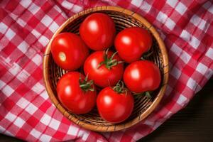 pequeño rojo maduro Tomates cuenco foto