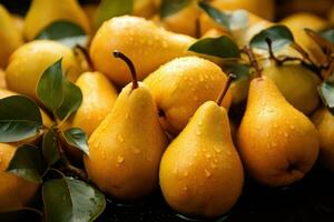 Fresh sweet pears close up. photo