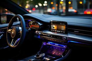 Technology on a new car dashboard. photo