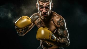 Boxer consiguiendo Listo a luchar. foto