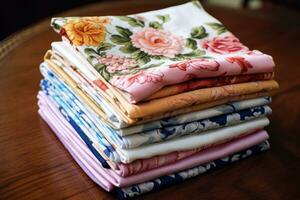 Colorful textiles fabric or tablecloth photo