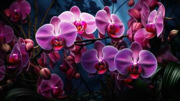 Beautiful blooming orchid flowers photo