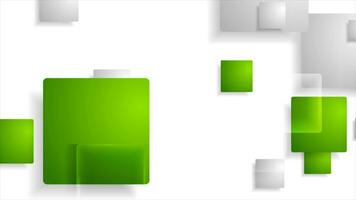 Abstract grey and green tech glossy squares video animation