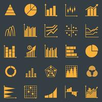 Set of business graph icon, Silhouette object statistics finance presentation, Flat success report symbol vector. vector