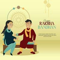 Raksha Bandhan Social Media Template, Rakhi Banner, Brother Sister Character Vector