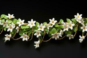 Garland of jasmine, flowers beautifully crafted, popular in South India as an ornament for girls and women. photo