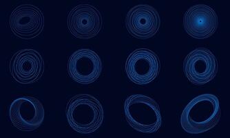 Collection of irregular abstract lines shape circle. vector illustration