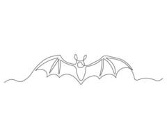 abstract Bat for Halloween Continuous One Line Drawing vector