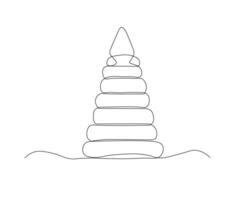 abstract children's Pyramid, toy Continuous One Line Drawing vector