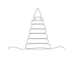 abstract children's Pyramid, toy Continuous One Line Drawing vector