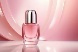 Pink nail polish bottle. photo