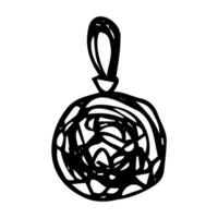 Hand drawn Christmas bauble. Tree toy, ball. New year or Christmas design element. Doodle style. Black and white vector illustration.
