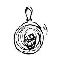 Hand drawn Christmas bauble. Tree toy, ball. New year or Christmas design element. Doodle style. Black and white vector illustration.