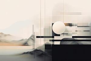 Embrace minimalism and simplicity, using clean lines and sparse elements to convey a sense of calm and clarity in the abstract composition. photo