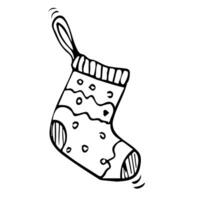 Navidad calcetín mano dibujado vector ilustración en garabatear estilo. diseño para saludo tarjetas, impresión, publicidad