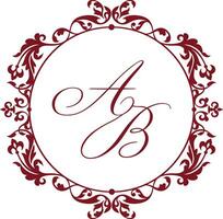 WEDDING MONOGRAM FRAME FLORAL DESIGN vector