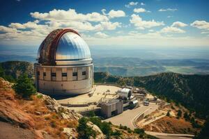 Huge astronomical observatory against the blue sky. photo