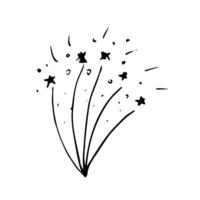 Vector thin line icon, fireworks. Metaphor of happiness, excitement and joy. Logo template illustration. Black on white isolated symbol. Simple mono linear modern design.