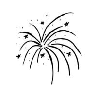 Vector thin line icon, fireworks. Metaphor of happiness, excitement and joy. Logo template illustration. Black on white isolated symbol. Simple mono linear modern design.