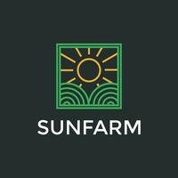 elegant sun farm rectangle logo design vector