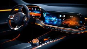 Technology on a new car dashboard. photo