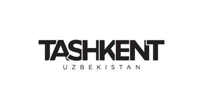 Tashkent en el Uzbekistán emblema. el diseño caracteristicas un geométrico estilo, vector ilustración con negrita tipografía en un moderno fuente. el gráfico eslogan letras.