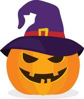 Witch hat Halloween pumpkin vector