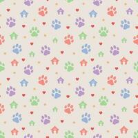 Seamless Dog footprint pattern, retro colour, Background, Wrapping paper, wallpaper, packaging, textile prints vector