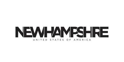 New Hampshire, USA typography slogan design. America logo with graphic city lettering for print and web. vector