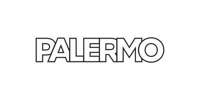 Palermo in the Italia emblem. The design features a geometric style, vector illustration with bold typography in a modern font. The graphic slogan lettering.