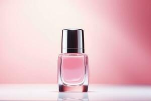 Pink nail polish bottle. photo