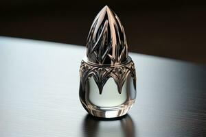 Silver nail polish bottle. photo