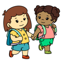 Cartoon Children Walking To School png