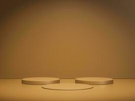 Minimal abstract geometric podium brown background for product presentation. photo